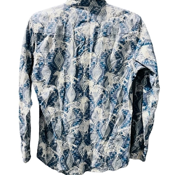 Wrangler Aztec Horses Pearl Snap Long Sleeve Button Down Women's Shirt Size XL - Picture 6 of 7